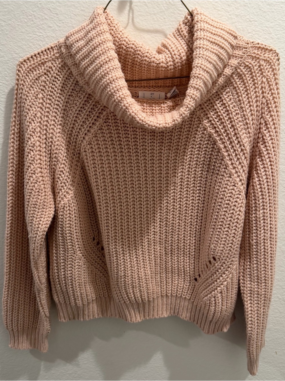 Ivy & Main Soft Blush Pink Cowl Neck Sweater